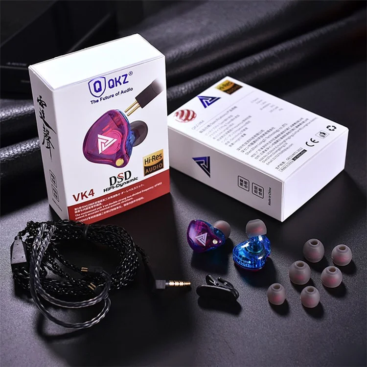 QKZ VK4 Stylish 3.5mm Wired HiFi Heavy Bass Noise Canceling Earphone Music Gaming In-ear Headset with Microphone - Colorful