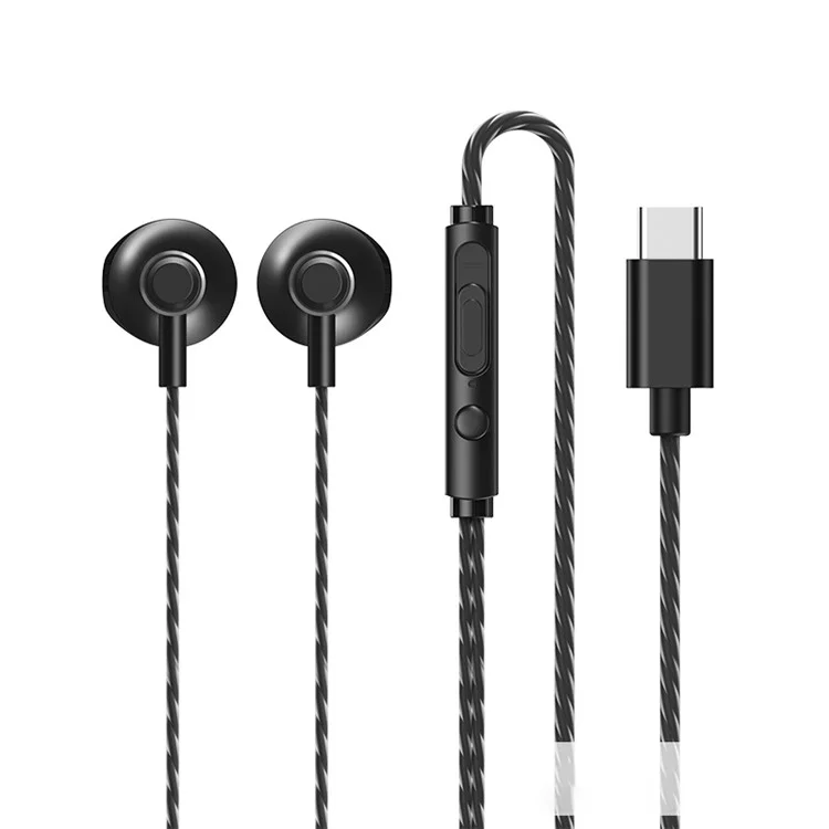 REMAX RM-711a Microfone de Chamada Musical Fone de Ouvido com Graves Poderosos Tipo-C Fone de Ouvido com Fio - Preto