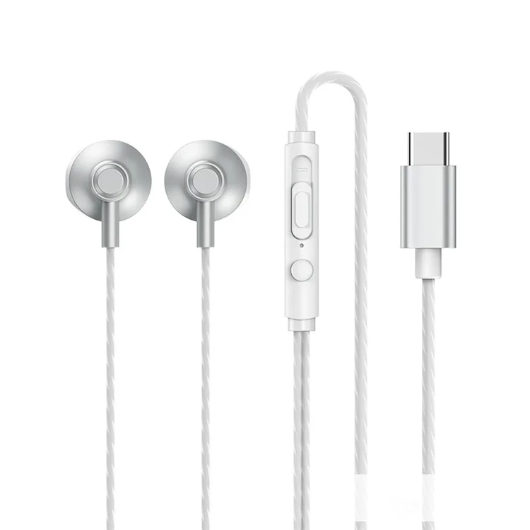 REMAX RM-711a Microfono per Chiamate Musicali Cuffie con Bassi Potenti Auricolare Cablato Type-C - Bianco