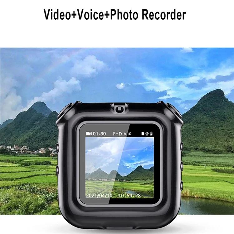 Registratore audio intelligente V9 16GB con riduzione del rumore Mini Videocamera portatile con registrazione video, voce e foto 1080P con display 