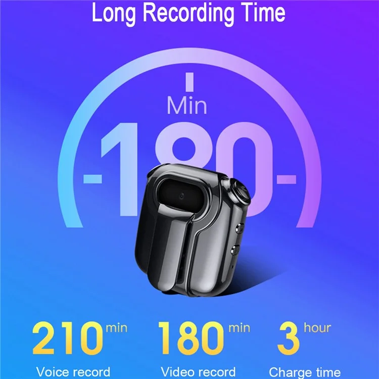 Registratore audio intelligente V9 16GB con riduzione del rumore Mini Videocamera portatile con registrazione video, voce e foto 1080P con display 
