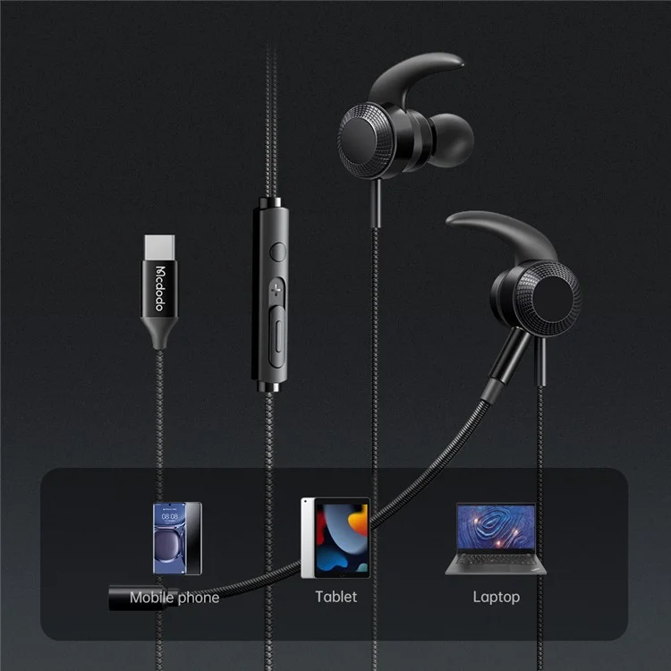MCDODO HP-134 Type-C Digital Game Earphone Line Control Stereo Wired Headphone with Dual Mic - Verde