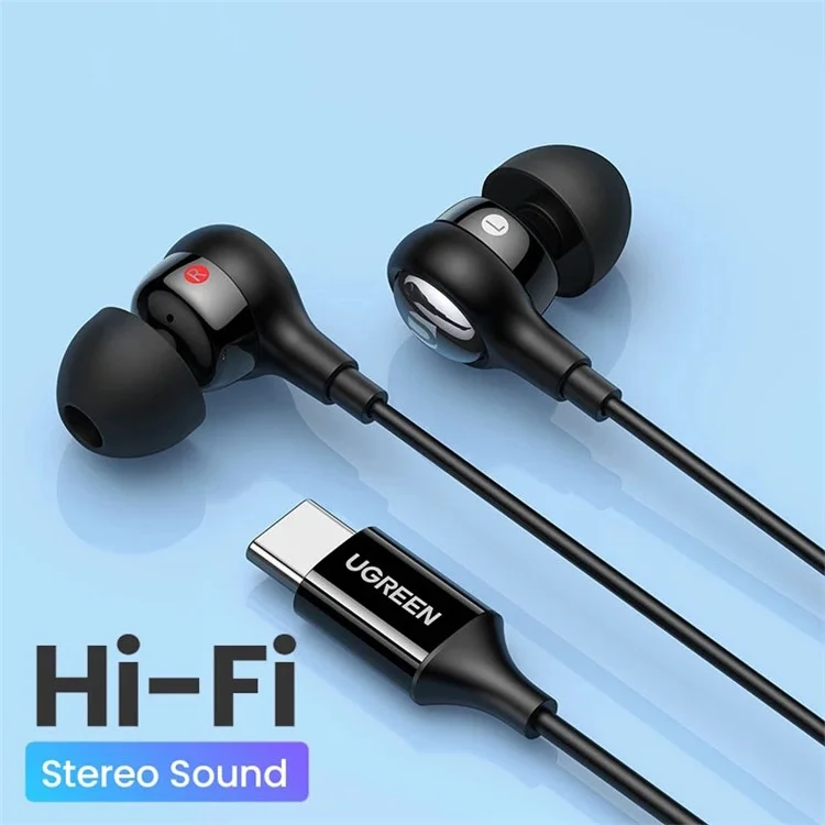 UGREEN 30638 Fones de Ouvido USB Type-C Fio com Microfone Fones de Ouvido Estéreo Hi-Fi para iPad Pro 2021 Samsung Galaxy S21 Google Pixel 5