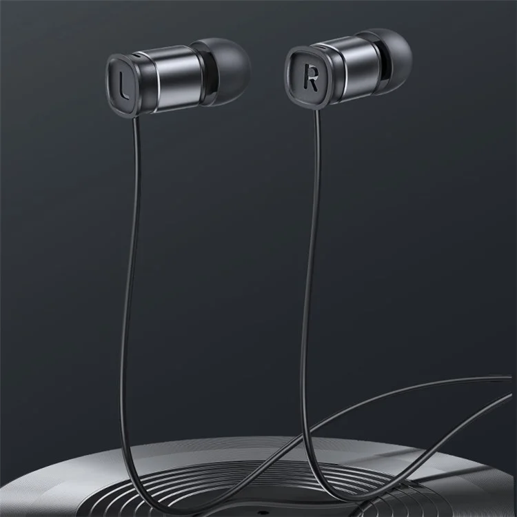 USAMS EP-46 Mini Type-C In-ear Headphone Wired Aluminum Alloy Headset HiFi Sound Earphone with 1.2m Cable - Black