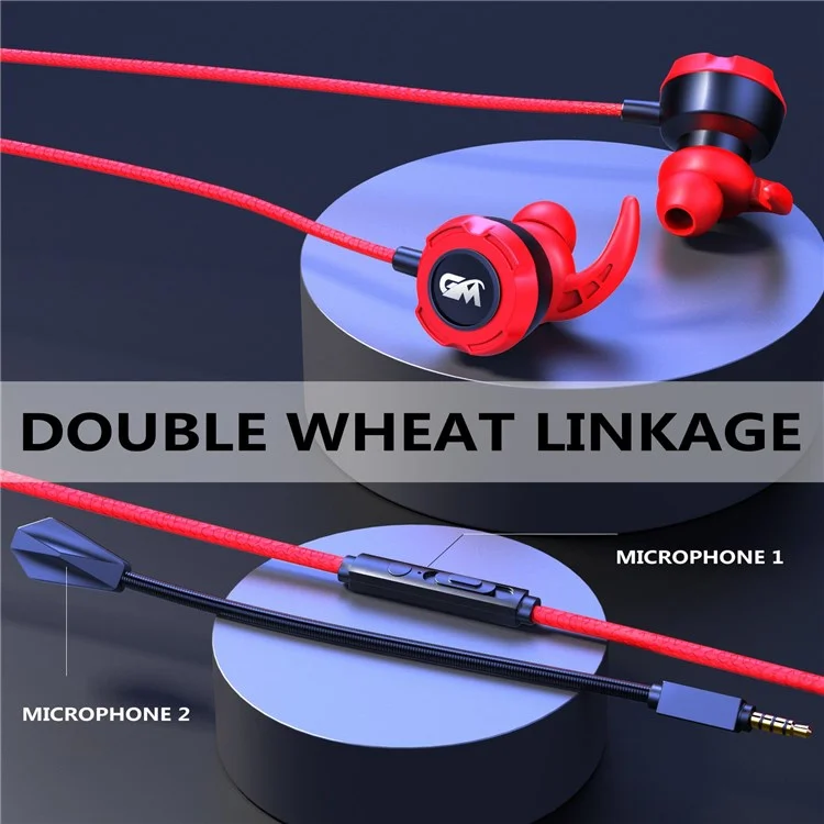 Auriculares estéreo HiFi TF-3 con micrófono dual de 3,5 mm con cable para deportes electrónicos, música, in-ear - Negro/Rojo