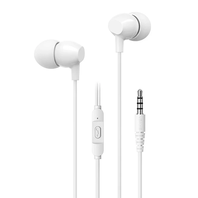 USAMS US-SJ594 EP-47 3.5mm In-Ear Wired Headset Lightweight Headphones TPE Wired Earphones with Sensitive Microphone / Button Control - White