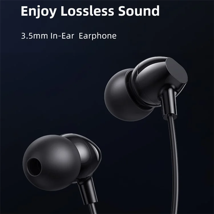 USAMS US-SJ594 EP-47 3.5mm In-Ear Wired Headset Lightweight Headphones TPE Wired Earphones with Sensitive Microphone / Button Control - White