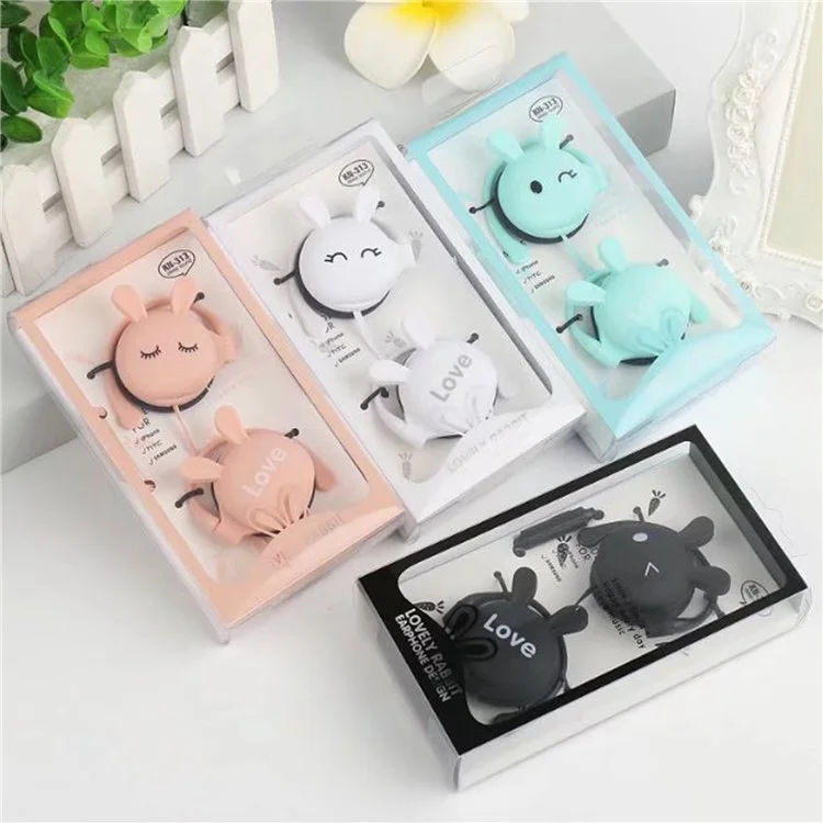 Écouteurs de Lapin de Dessin Animé Câblé Au-dessus Des Écouteurs Clip Walking Walking Gym Headset With Microphone - Blanche