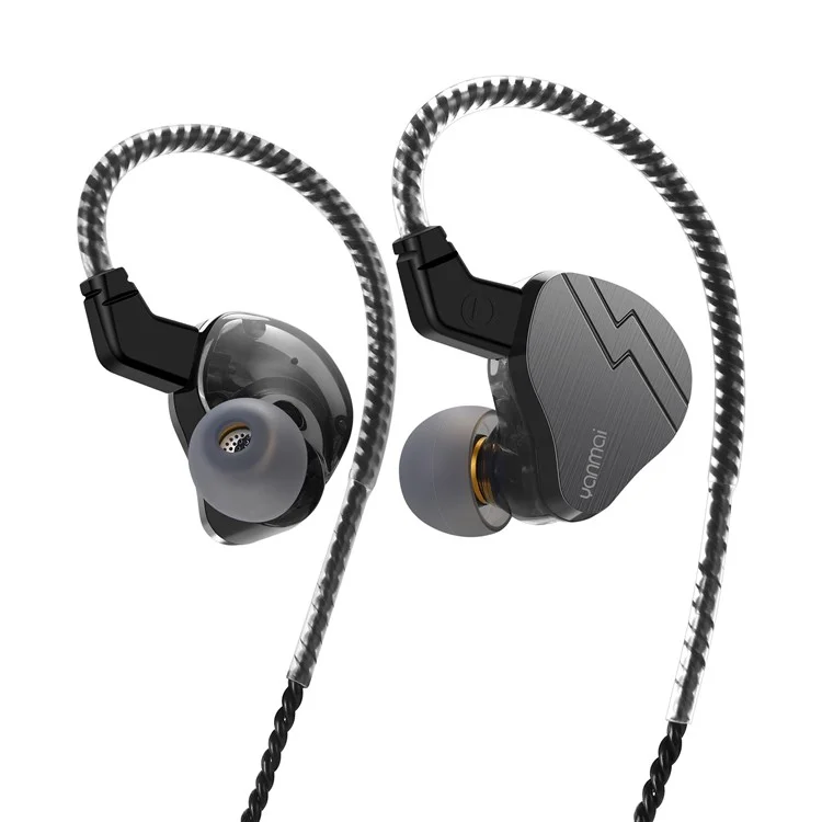 YANMAI H9 Casque d'écoute à écouteurs internes avec diaphragme en cuivre, Écouteurs filaires HiFi pour le sport - Noir