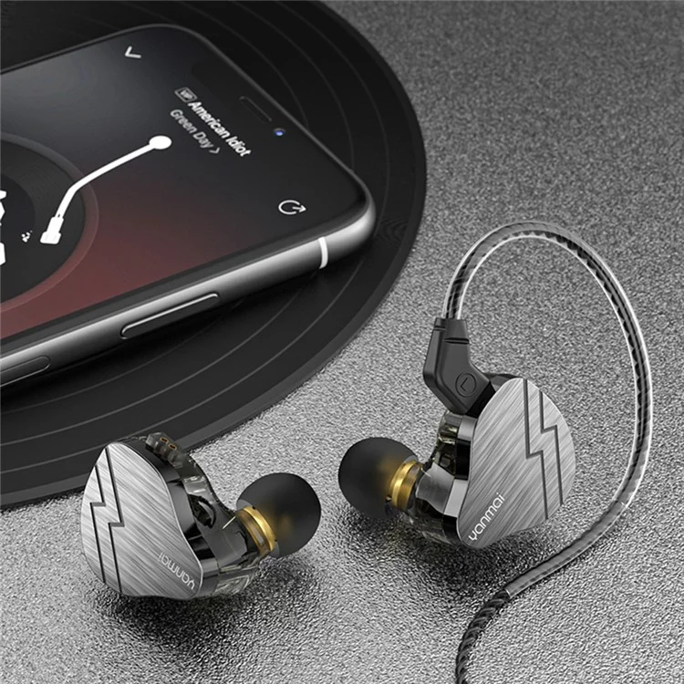 YANMAI H9 Casque d'écoute à écouteurs internes avec diaphragme en cuivre, Écouteurs filaires HiFi pour le sport - Noir