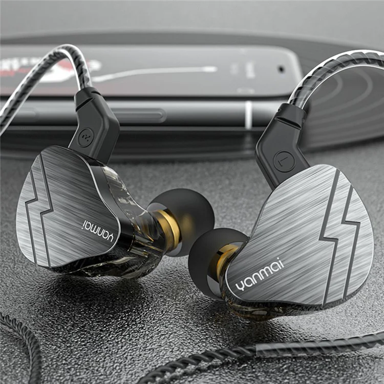 YANMAI H9 Casque d'écoute à écouteurs internes avec diaphragme en cuivre, Écouteurs filaires HiFi pour le sport - Noir