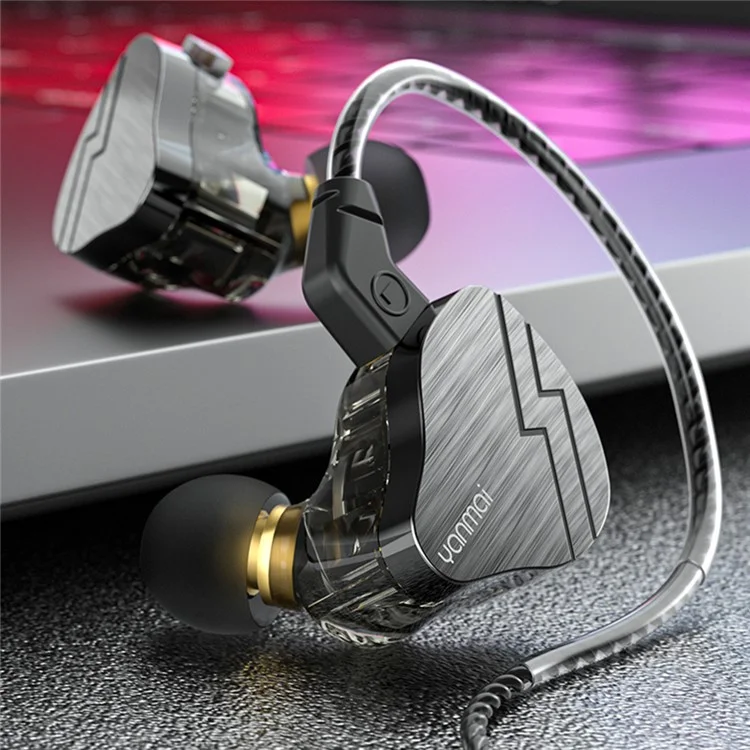 YANMAI H9 Casque d'écoute à écouteurs internes avec diaphragme en cuivre, Écouteurs filaires HiFi pour le sport - Noir