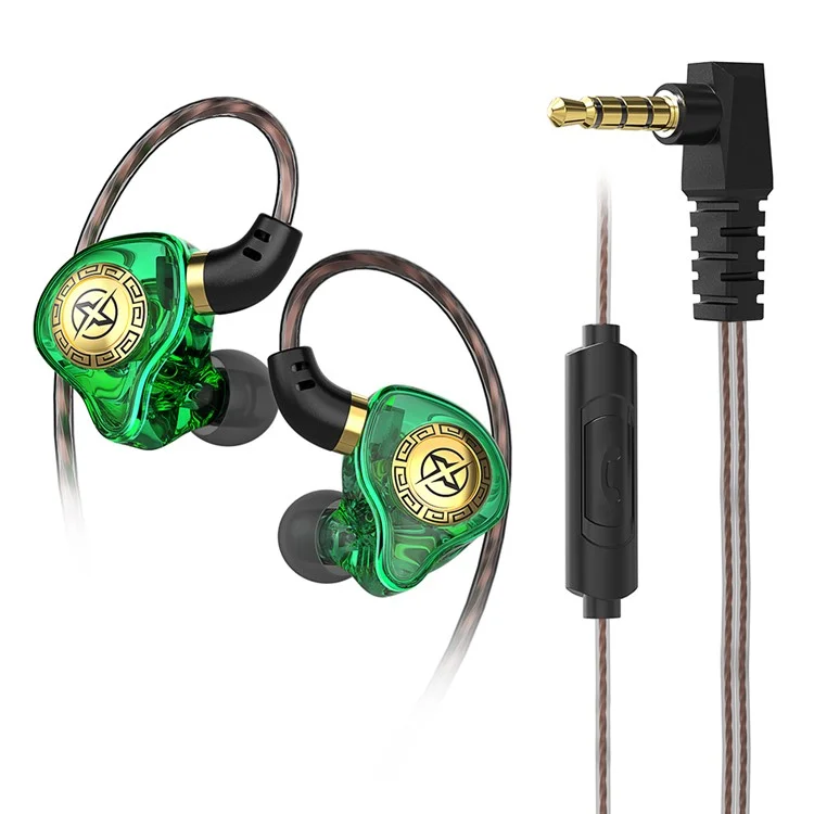 JIANGSHENG X7 Wired In-Ear Headset HIFI Sports Headphone с 90-градусным L-образным разъемом - Зеленый