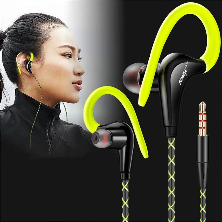 FONGE S760 3,5-миллиметровая проводная спортивная гарнитура Earhook Wire Control Music Calling Mobile Phone Earphone - Зеленый
