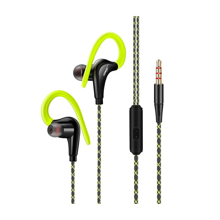 FONGE S760 3,5-миллиметровая проводная спортивная гарнитура Earhook Wire Control Music Calling Mobile Phone Earphone - Зеленый