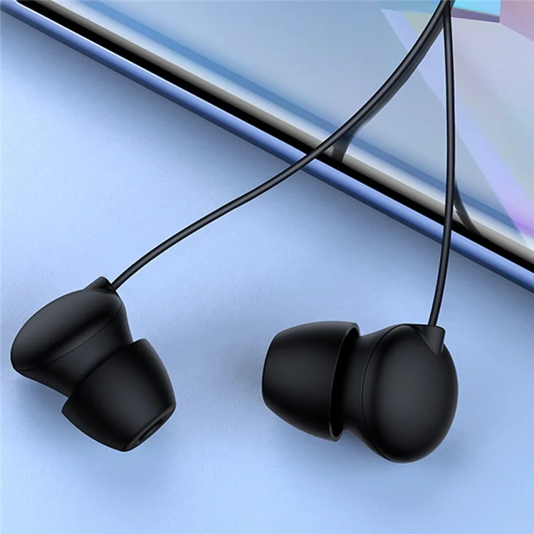 XUNDD XDHE-015 3.5mm Wired In-ear Headphones Anti-noise Ultra-soft Silicone Earbuds Sleeping Headset - Black