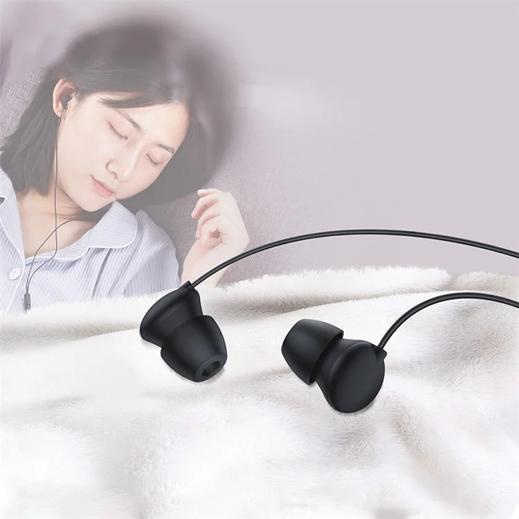 XUNDD XDHE-015 3.5mm Wired In-ear Headphones Anti-noise Ultra-soft Silicone Earbuds Sleeping Headset - Black