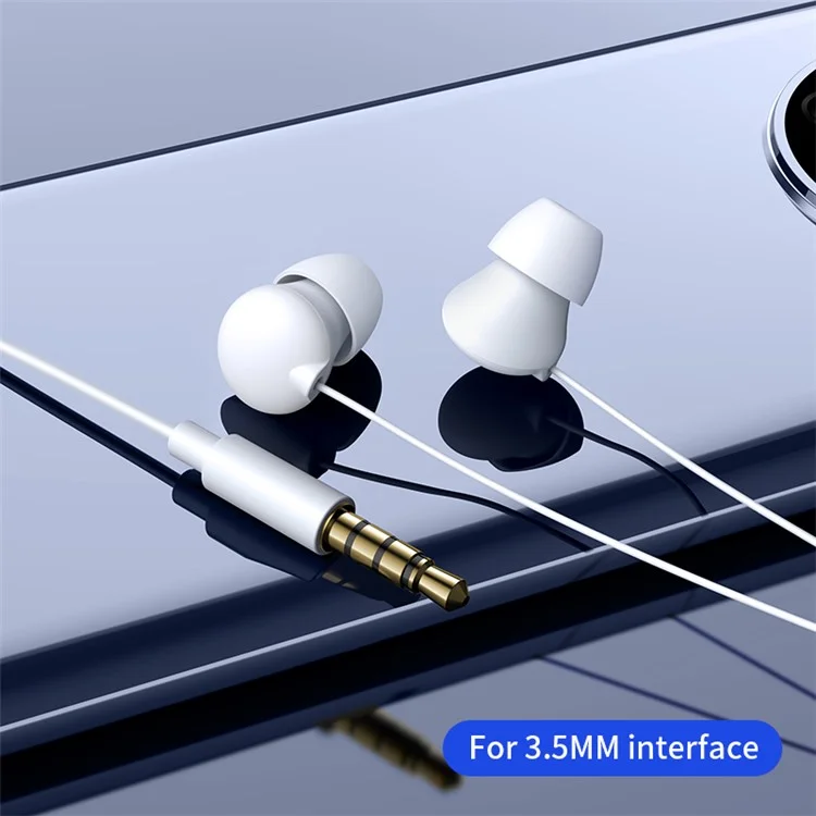 XUNDD XDHE-015 3.5mm Wired In-ear Headphones Anti-noise Ultra-soft Silicone Earbuds Sleeping Headset - White