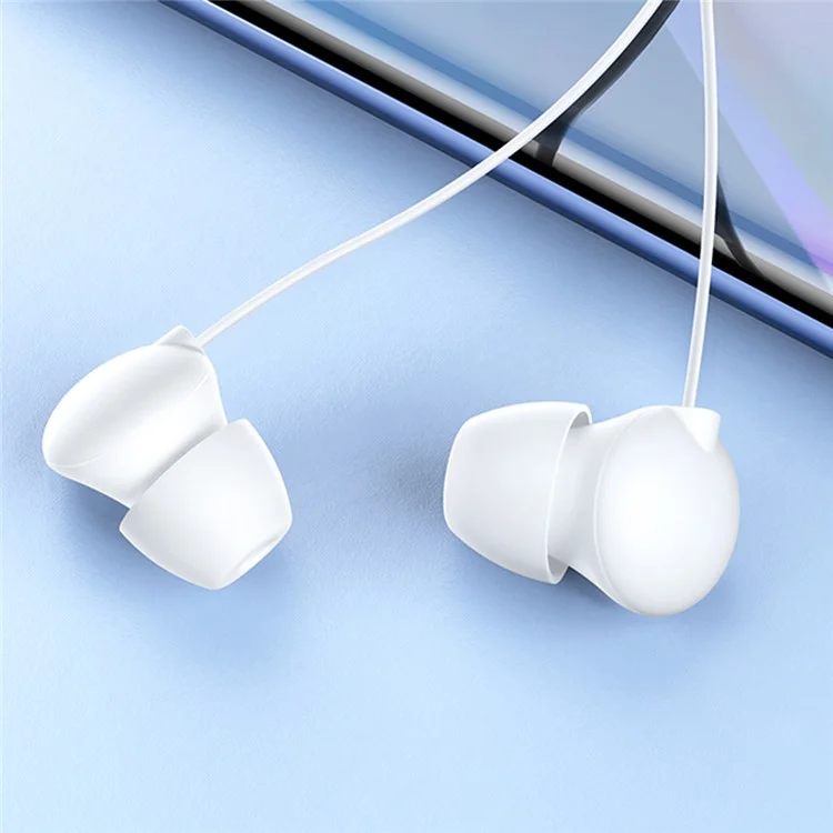 XUNDD XDHE-015 3.5mm Wired In-ear Headphones Anti-noise Ultra-soft Silicone Earbuds Sleeping Headset - White
