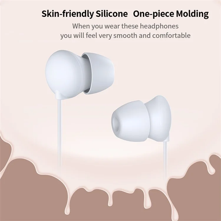 XUNDD XDHE-015 3.5mm Wired In-ear Headphones Anti-noise Ultra-soft Silicone Earbuds Sleeping Headset - White