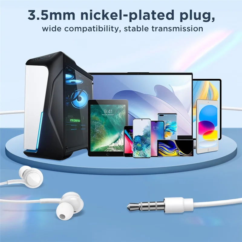 JOYROOM JR-EW02 3.5mm Wire-controlled Earphone HiFi Sound In-ear Headphone with Mic - White