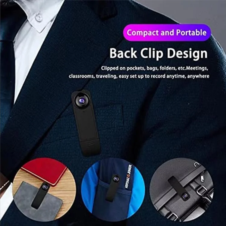 A18 Rückclip Kamera HD 1080P Video IR Nachtsicht Bewegungserkennung Kamera Outdoor Sports Ansteckmikrofon Kamera