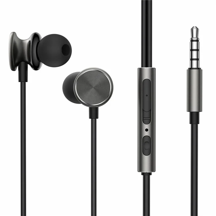 JOYROOM EW03 Вставные наушники с разъемом 3,5 мм, проводные наушники с кнопочным управлением - Затемненный