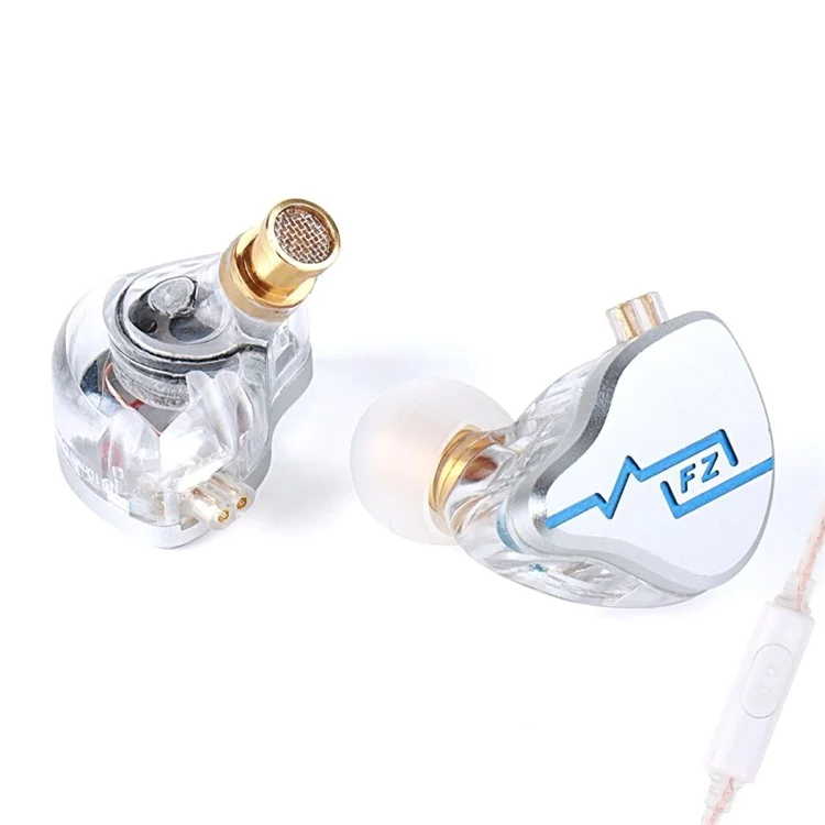 FZ Liberty Z1 In-ear 10mm Unidade Dinâmica HiFi Earbud Wired Phones, Com Microfone - Prata+azul