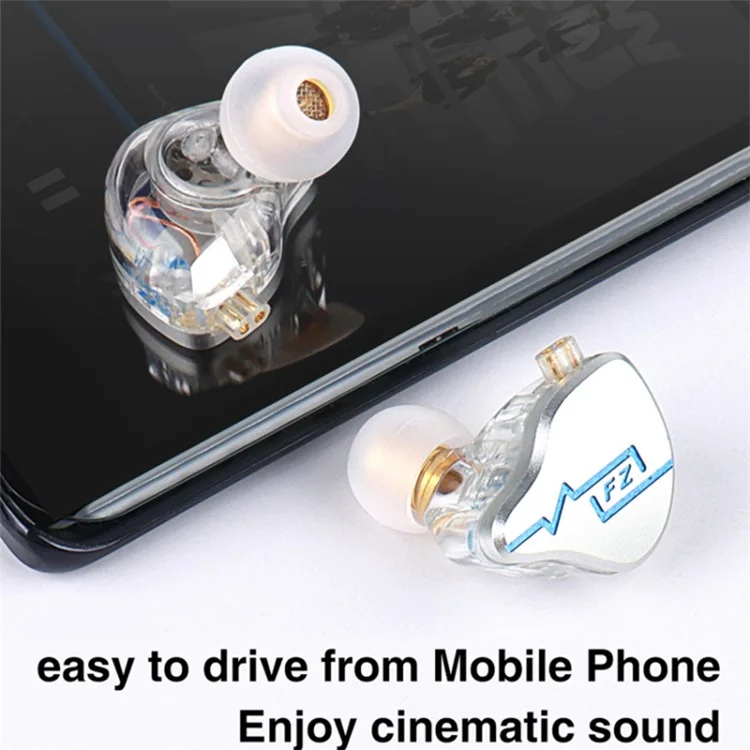 FZ Liberty Z1 In-Ear 10mm Dynamic Unit HiFi Earbud Wired Earphones, with Mic - Silver+Blue