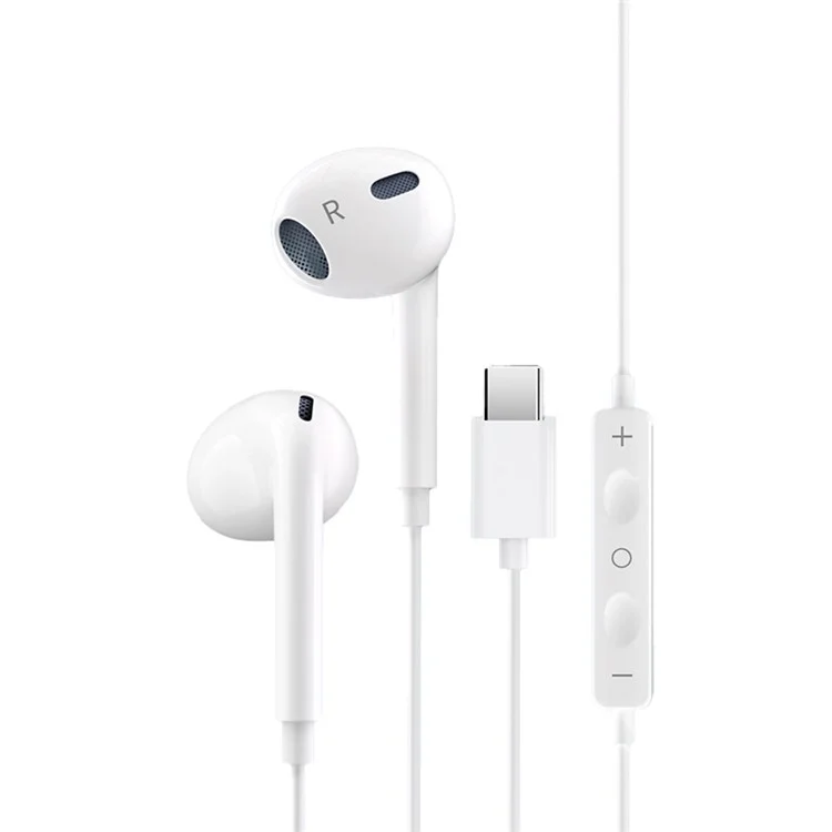 XUNDD X21 XDHE-017 Type-C Wire Control Semi-in-ear Earphone Mobile Phone Music Headset - White