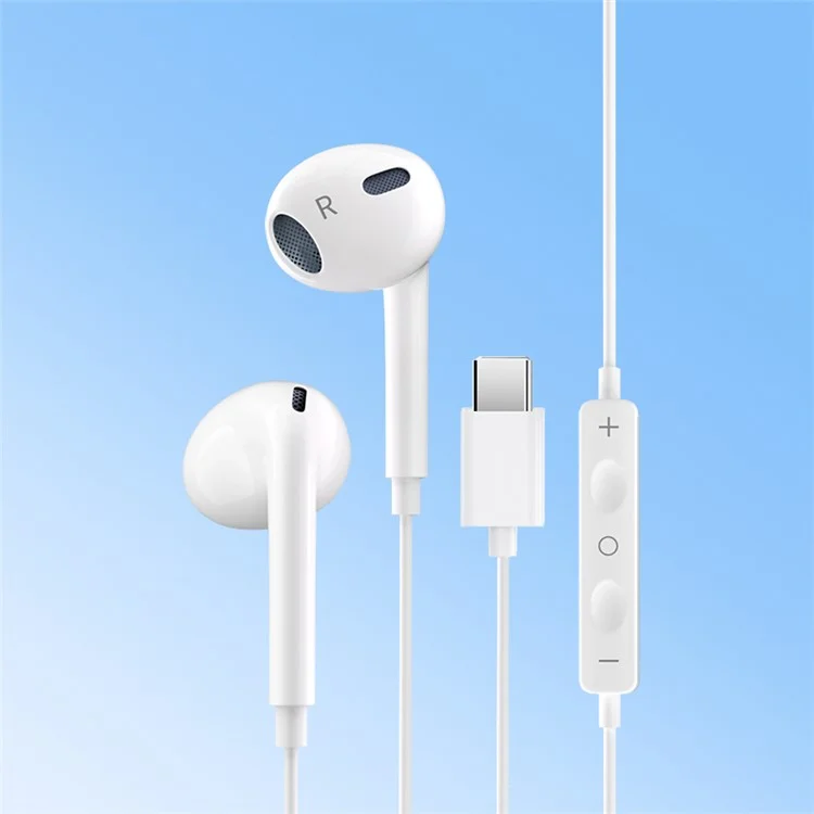 XUNDD X21 XDHE-017 Type-C Wire Control Semi-in-ear Earphone Mobile Phone Music Headset - White