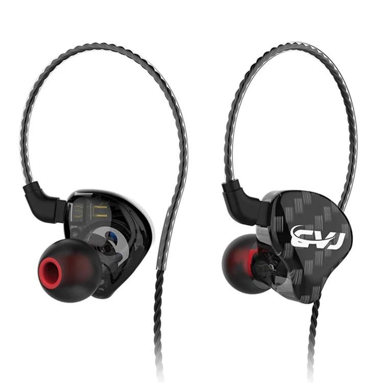 Casque d'écoute filaire CVJ CSA In-Ear 3,5 mm avec annulation du bruit, haut-parleurs à bobine mobile en fer en mouvement HiFi, sans microphone - Noir