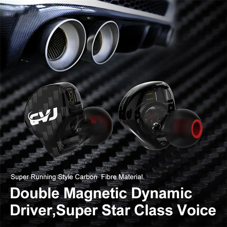 Casque d'écoute filaire CVJ CSA In-Ear 3,5 mm avec annulation du bruit, haut-parleurs à bobine mobile en fer en mouvement HiFi, sans microphone - Noir