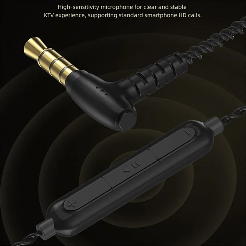 CVJ TXS Wired Earphones with Microphone 3.5mm In-Ear Earbuds Dynamic Drivers HiFi Stereo Tuning Headset - Black