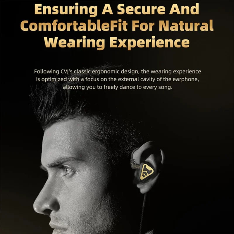 CVJ TXS Wired Earphones with Microphone 3.5mm In-Ear Earbuds Dynamic Drivers HiFi Stereo Tuning Headset - Black