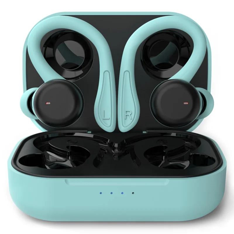 T40 Ear Hook Wireless Earphone IPX6 Waterproof Hands-free Touch Control Bending Sports Earbuds - Blue