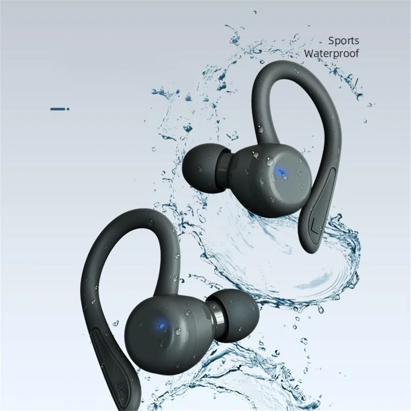T40 Ear Hook Wireless Earphone IPX6 Waterproof Hands-free Touch Control Bending Sports Earbuds - Blue