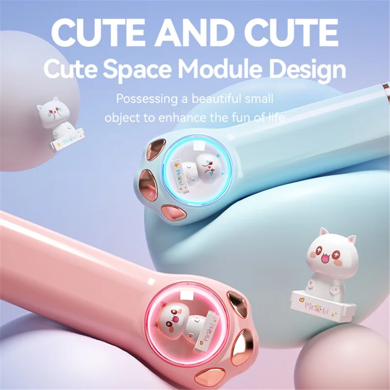 K1692 Écouteurs sans fil avec réduction de bruit, monture autour du cou, compatibles Bluetooth, éclairage RGB capsule spatiale chat, casque audio - Noir