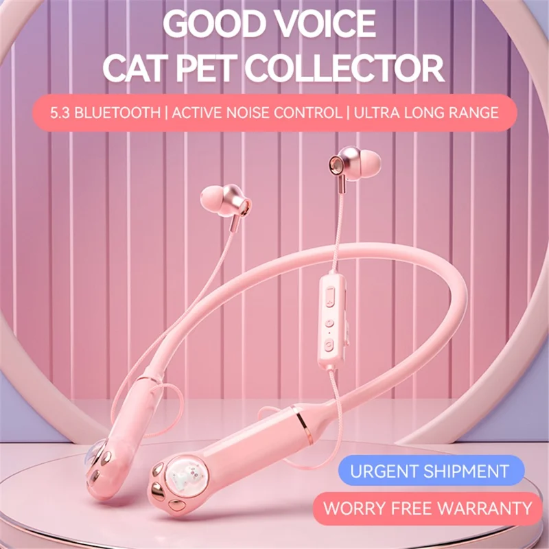 K1692 Neck-mounted Noise Canceling Bluetooth-compatible Earphone Cat Space Capsule RGB Light Wireless Headphone - Purple
