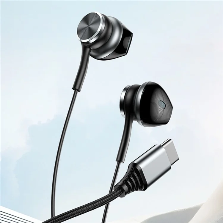 YESIDO YH41 Type-C Wired Semi-in-ear Earphone Wire Control Stereo Music Phone Headset