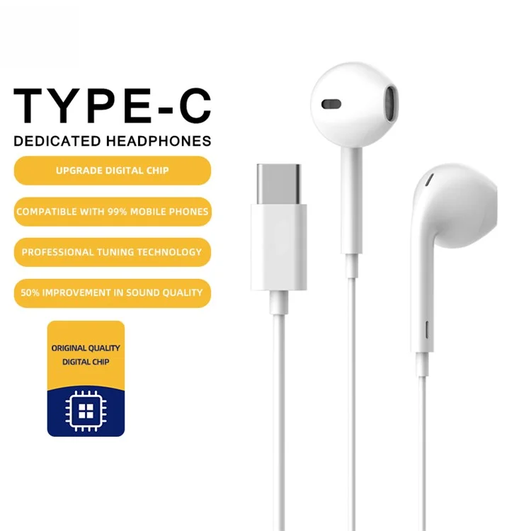ZUZG ZE-E31S Digital Type-C Wired Headset Stereo Corded Earbuds Music Headphones with HD Microphone