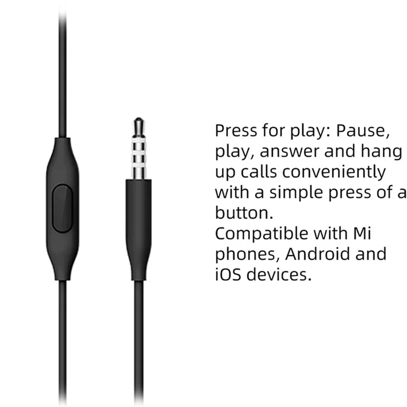 XIAOM In-Ear Wired Headphones 1.25m Cabled Earphones Lightweight Headset 3.5mm Earbuds (Global Version) - Silver