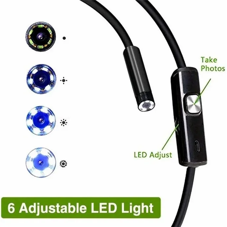 3.5m Flexible Wire Endoscope 7mm Camera Industrial Borescope for Type-C+USB+Micro USB OTG cell Phones