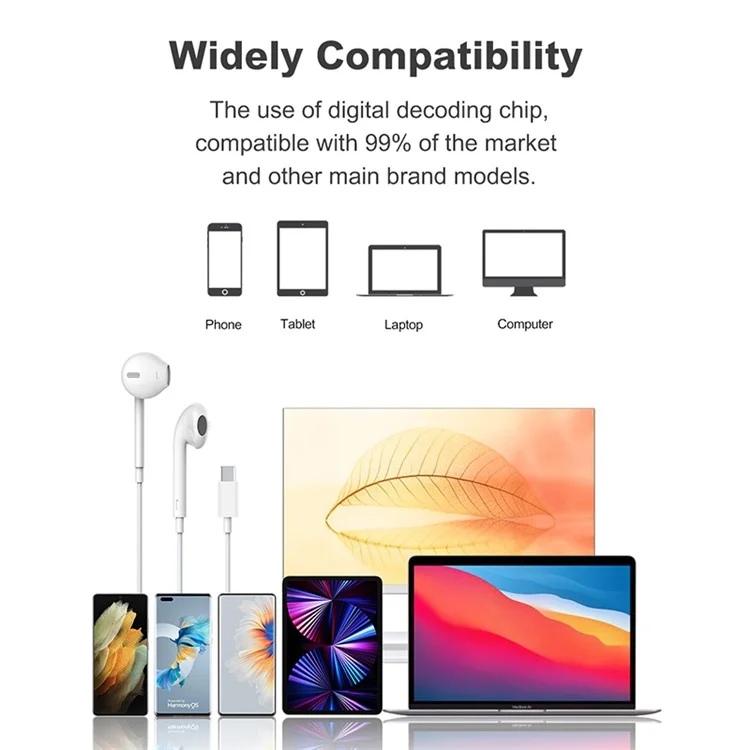 DEVIA Smart Series Type-C Wired Earphone Wire Control Music Calling Headset (Version Numérique)