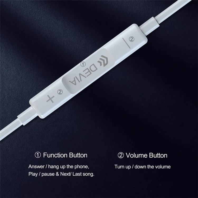 DEVIA Smart Series Type-C Wired Earphone Wire Control Music Calling Headset (Version Numérique)