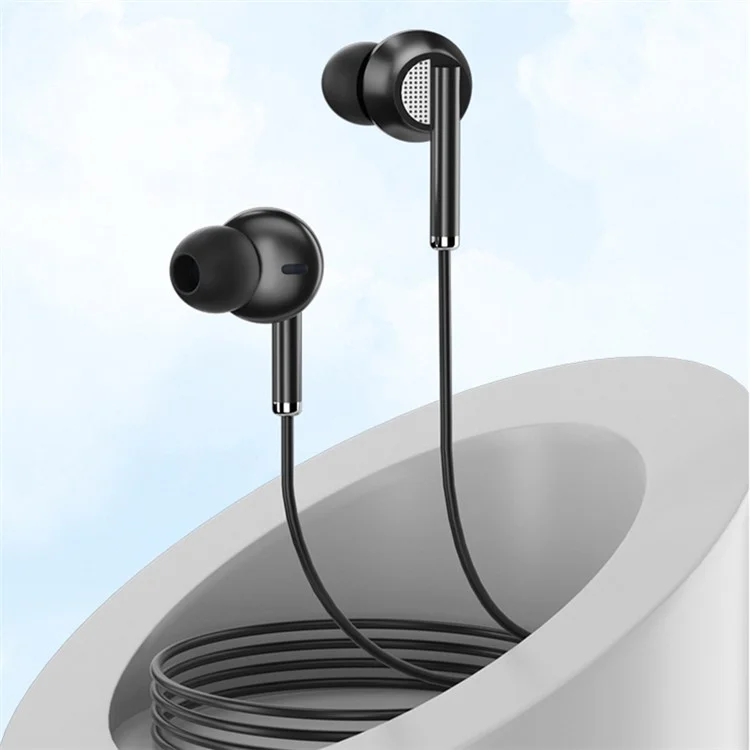 TIANSTON E51 Type-C Wired In-ear Earphone Wire Control Music Calling Headset - Black