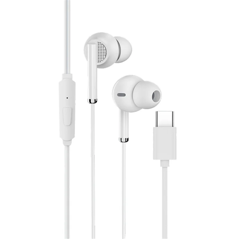 TIANSTON E51 Type-C Wired In-ear Earphone Wire Control Music Calling Headset - White