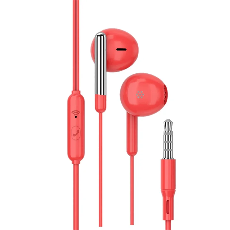 TIANSTON 3.5mm AUX In-Ear Wired Earphone Headphone with Microphone - Red