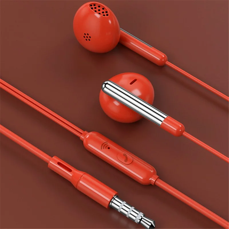 TIANSTON 3.5mm AUX In-Ear Wired Earphone Headphone with Microphone - Red