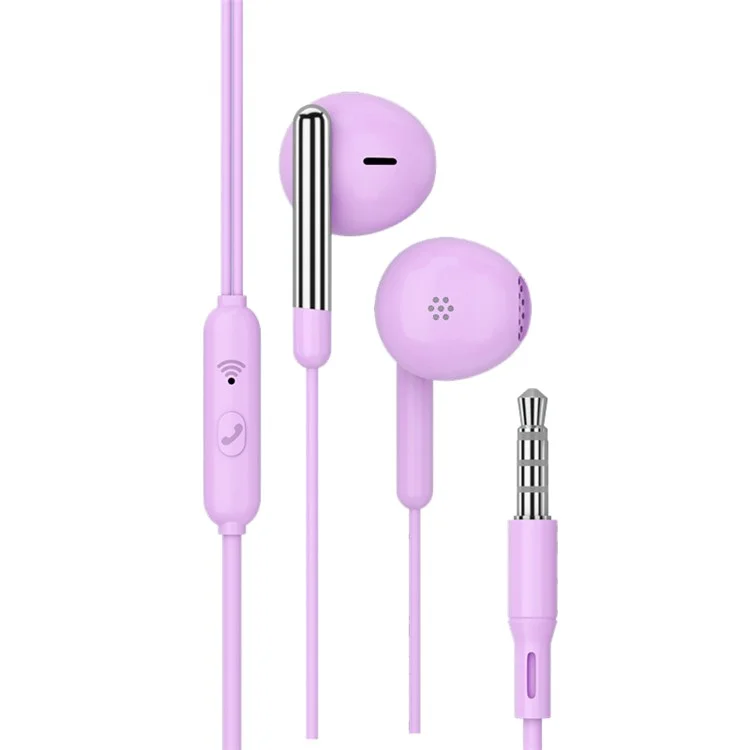 TIANSTON 3.5mm AUX In-Ear Wired Earphone Headphone with Microphone - Purple